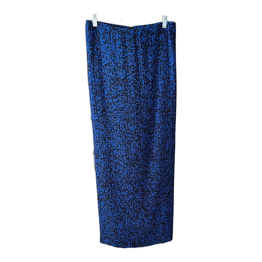 Solace London Blue Noise Sana Printed Pleated Maxi Skirt NEW Size US 10 $500